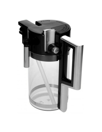 Carafă de lapte DeLonghi 5513294531, vedere oblică a recipientului complet și mânerului 2